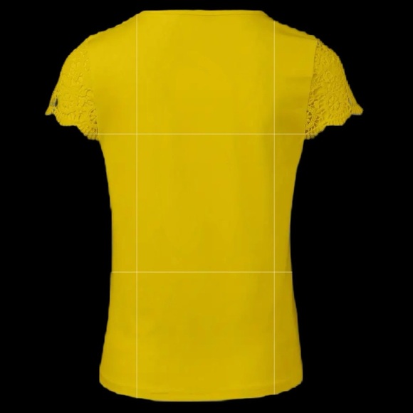 Women’s Yellow Lace Short Sleeve Knit Top - Size XL - NWOT - Picture 2 of 4